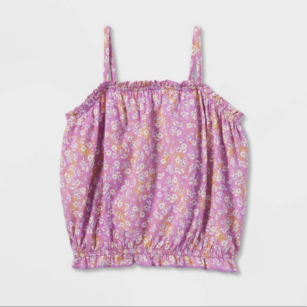 NWT* GIRLS FLORAL SMOCKED WOVEN TOP- Art Class Purple M (7/8)